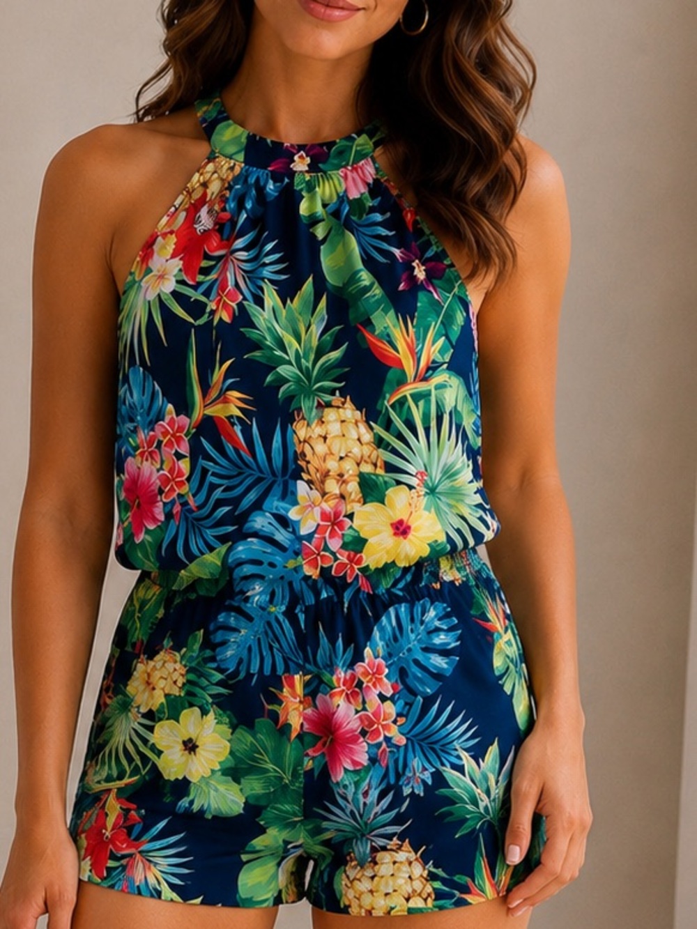 Spadehill Floral Tie-Back Romper in Multicolor Pastels size small